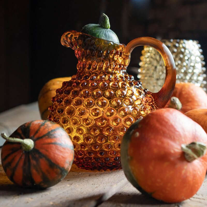 Hobnail karaffel 1L amber 18 cm