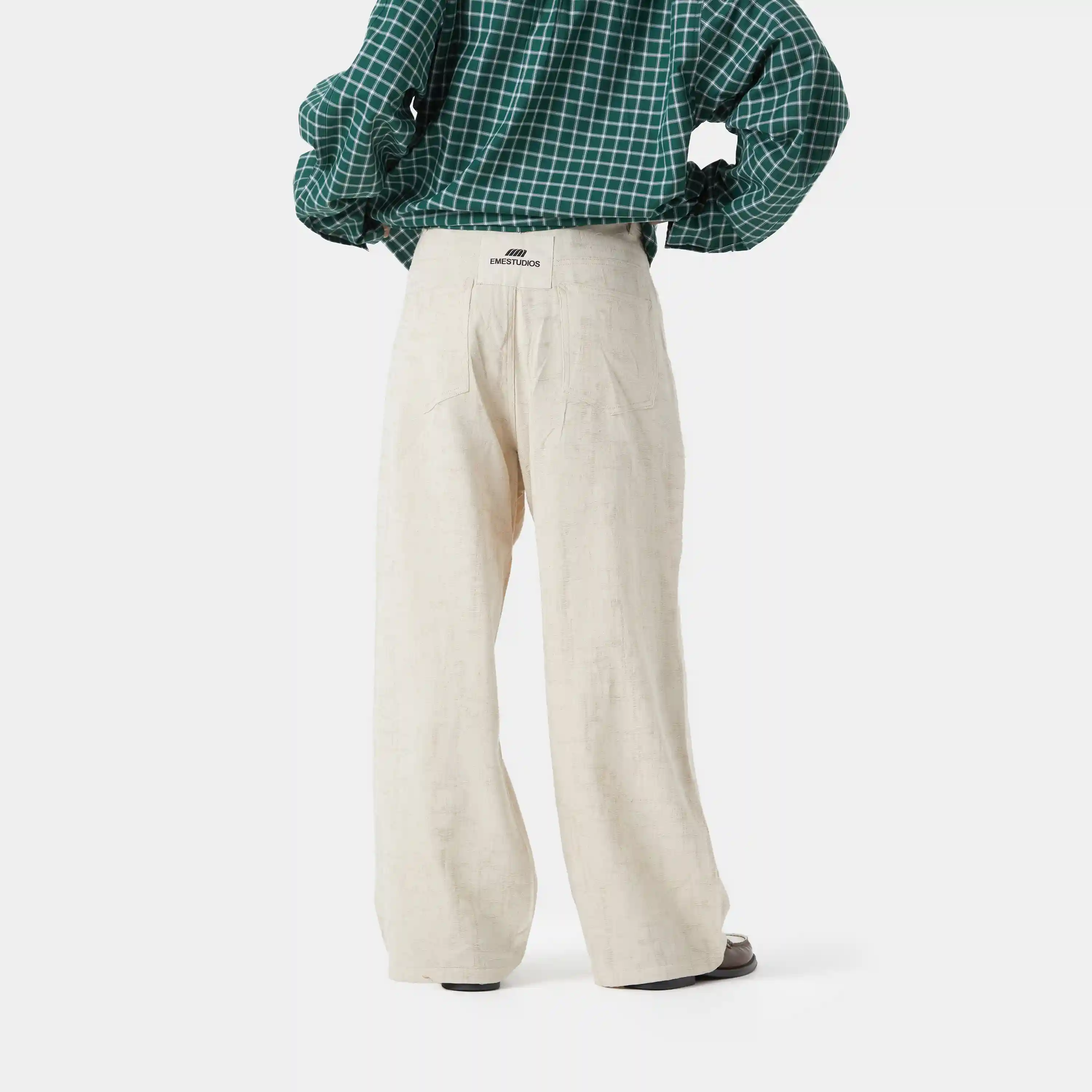 Frayed Almond Baggy Pants
