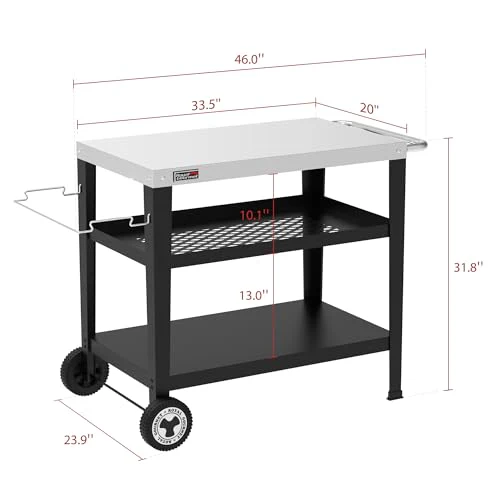 Royal Gourmet Rolling Dining Table with Trash Bag Holder