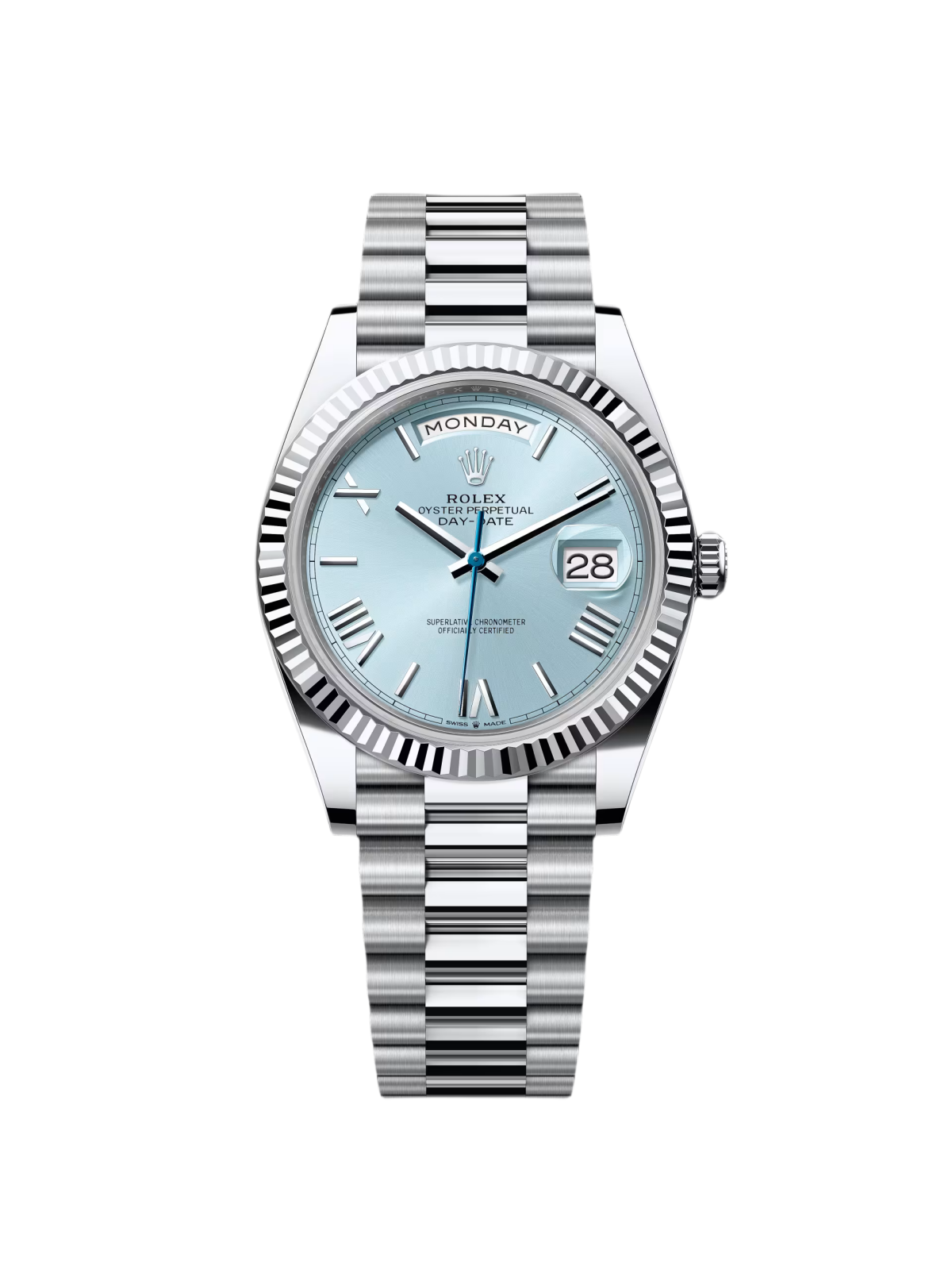 【Super Clone】RLX  Day-Date President 40mm Platinum Ice Blue Roman Dial - 228236