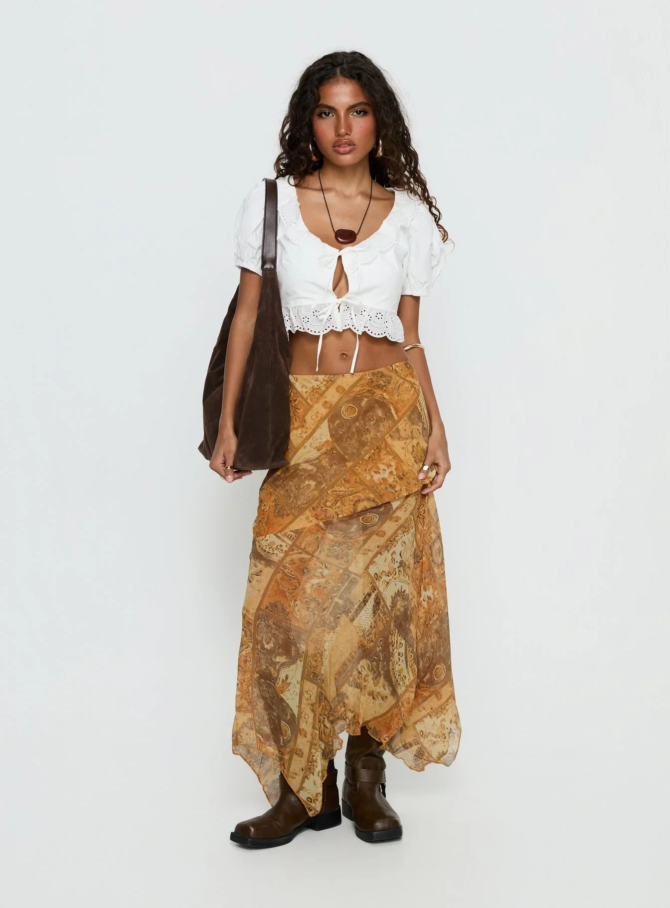 Lyanna Hanky Hem Maxi Skirt Multi
