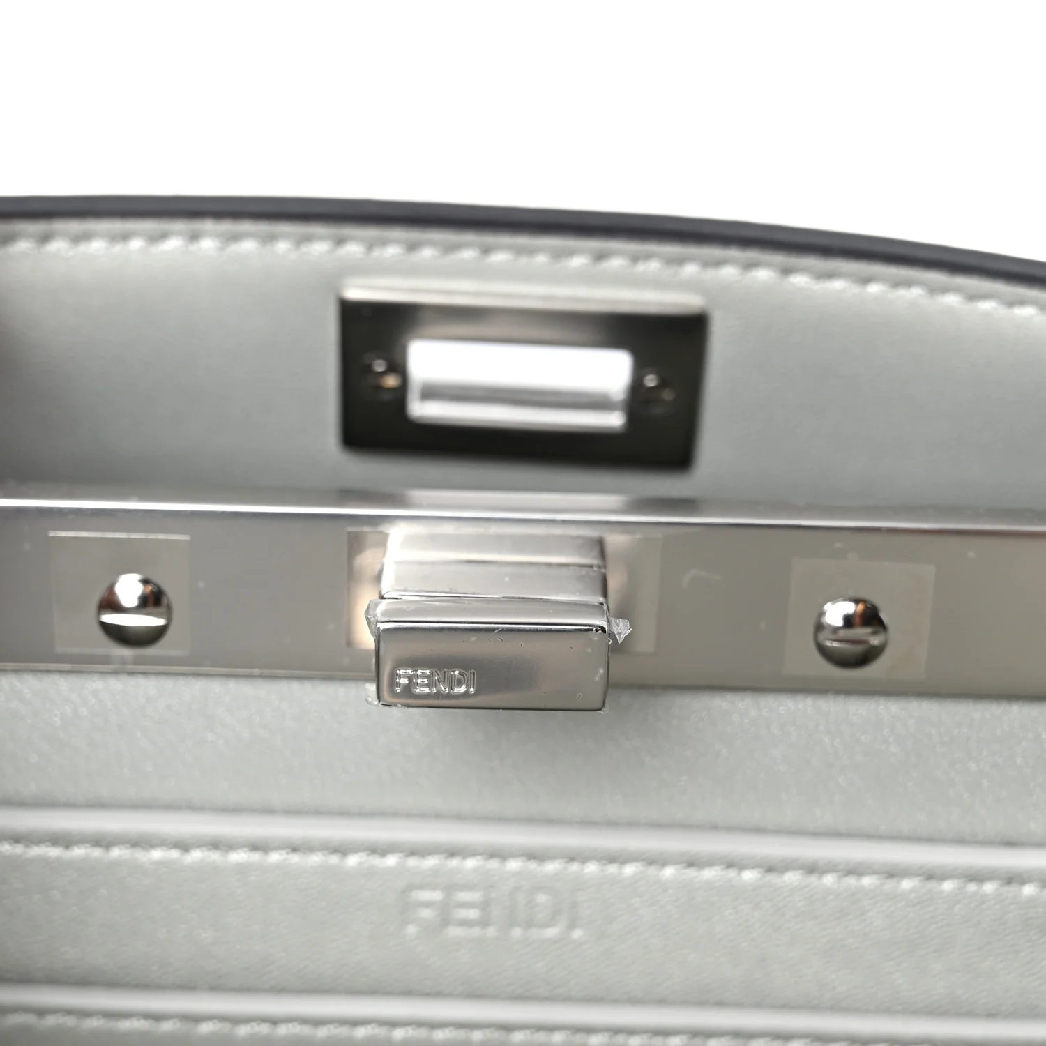 Iridescent Crystal Vitello Laminato Suede FF Petite Peekaboo I SEE U Satchel Cappuccino