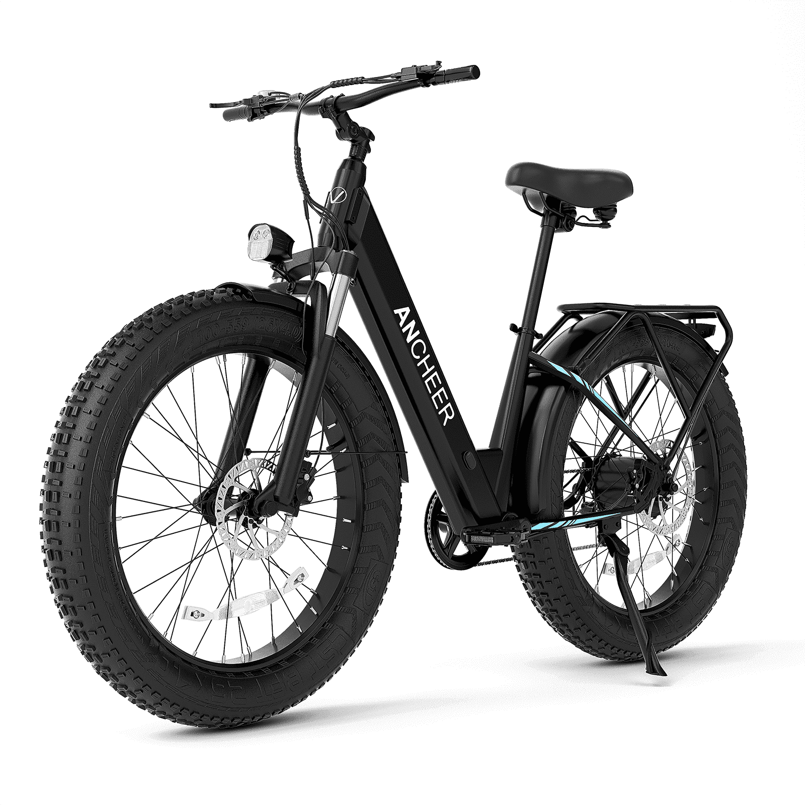 Electric Bike for Adults, 750W Ebike, 28MPH 60Miles Electric Mountain Bike, 26" Fat Tire Electric Bicycle with 48V 15AH Battery, Rear Rack, Lockable Suspension Fork,7 Speed, UL2849(Blue) - Image 5