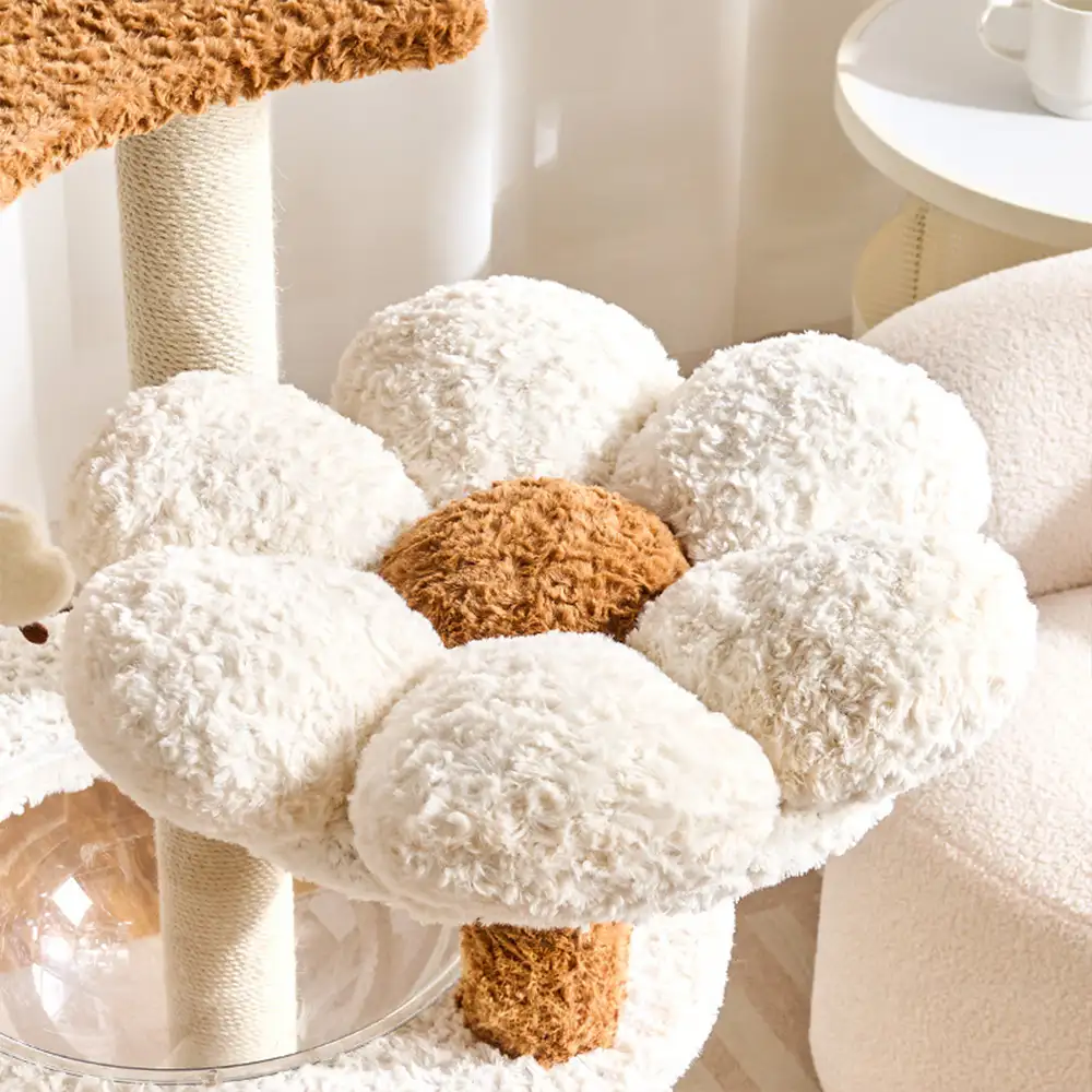 Flower Multi-Level Cat Climbing Frame Scratching Post Cat Tree with Space Capsule