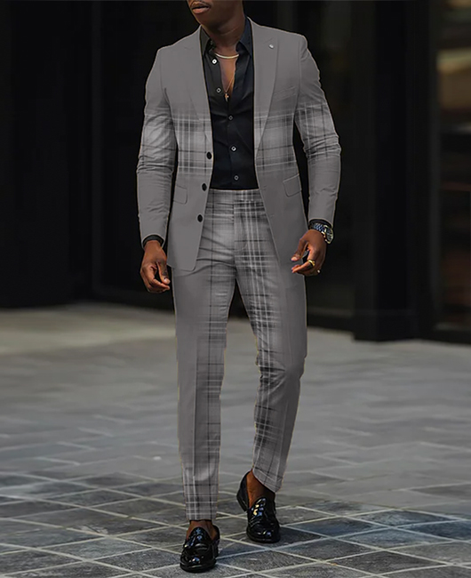 Ensemble blazer et pantalon 2 pièces à col à revers et boutons décontractés
