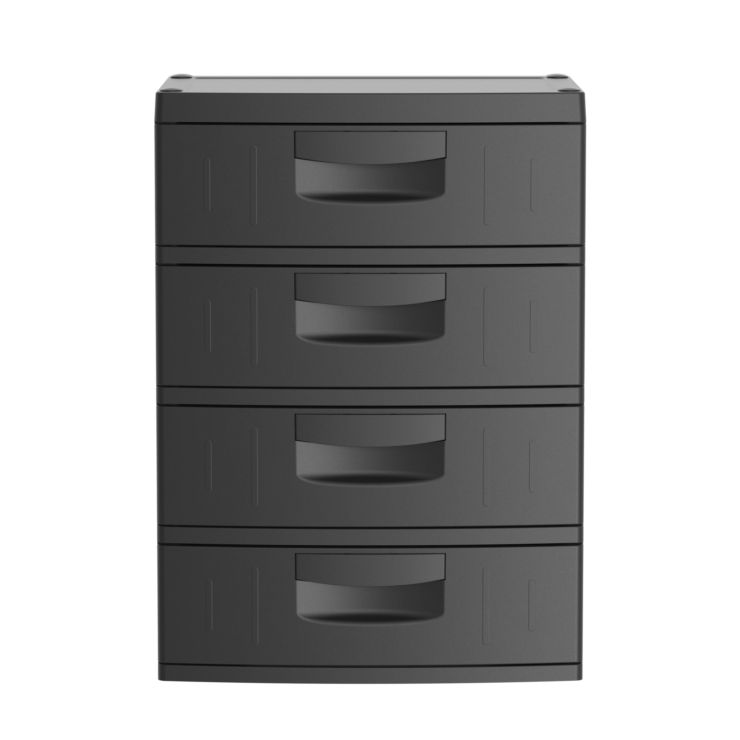 Hyper Tough 4 Drawer Plastic Garage Storage Cabinet - Black - 18.7 x 25.39 x 35.31 in