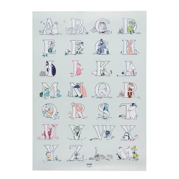 Mummi plakat alfabetet 50x70 cm mintgrønn