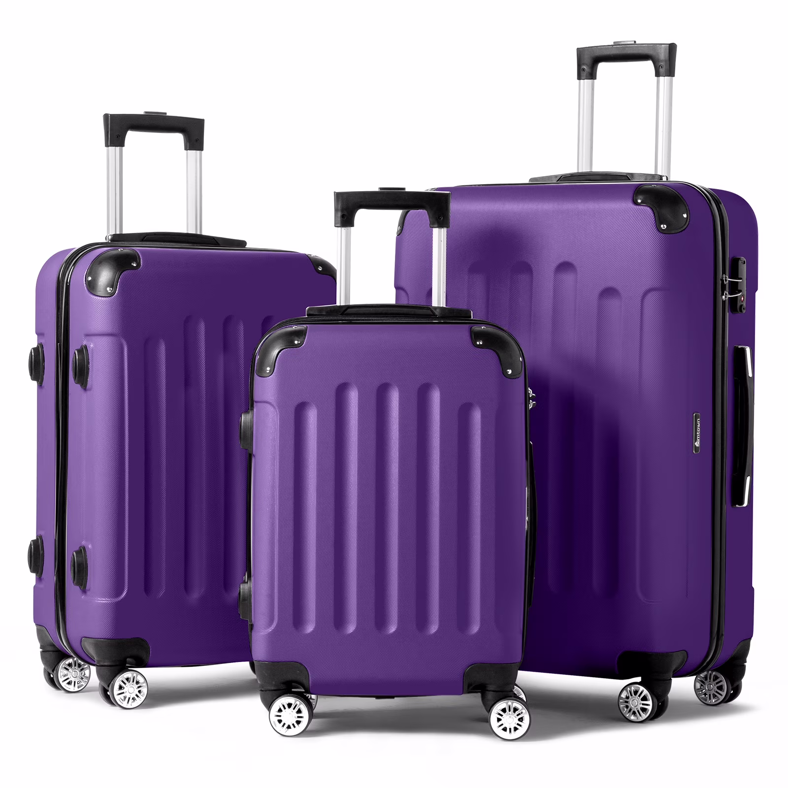 Zimtown Luggage 3 Piece Set Suitcase ABS Hardside Lightweight with TSA Lock Spinner Wheels, Beige