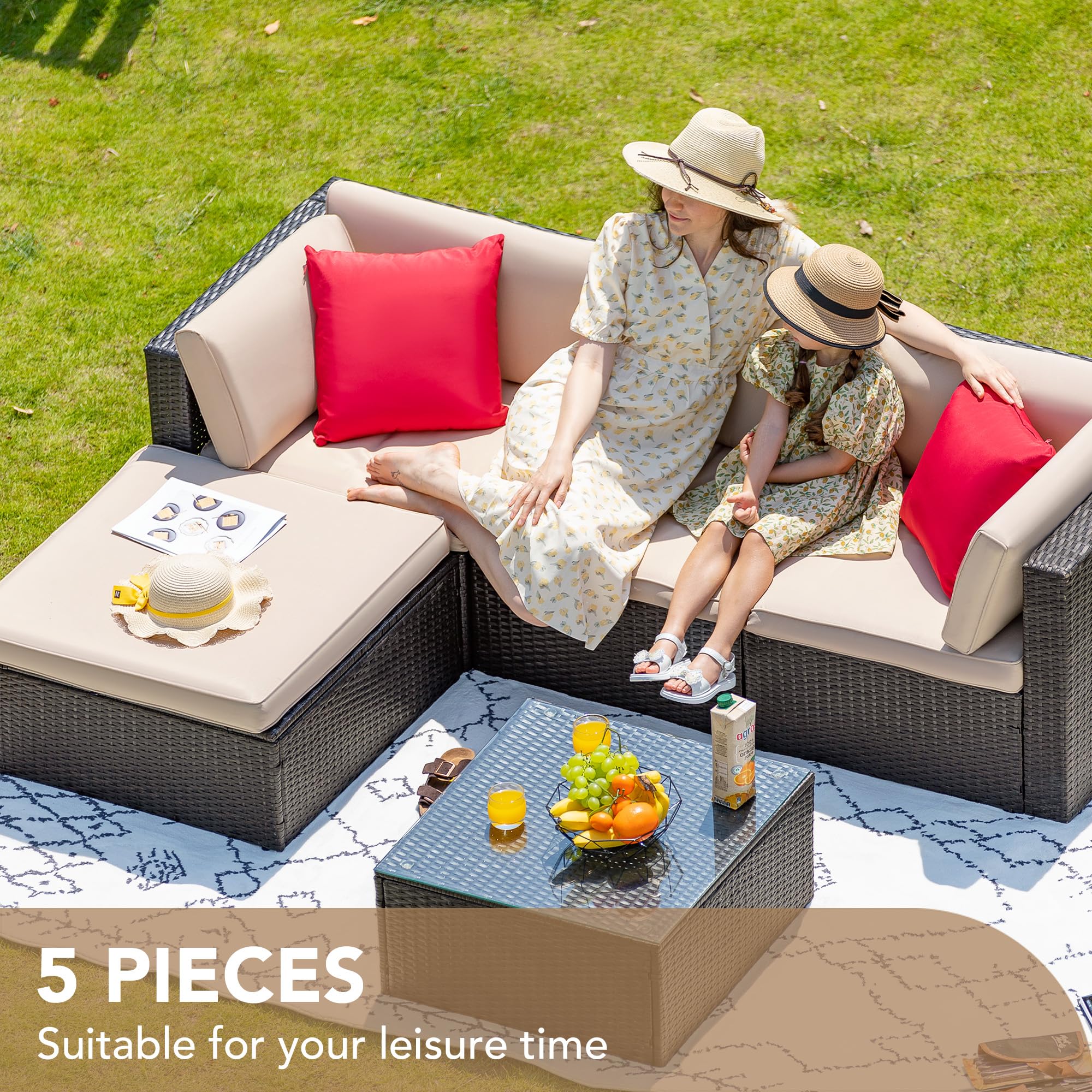 Devoko 5 Pieces Patio Furniture Sets All Weather