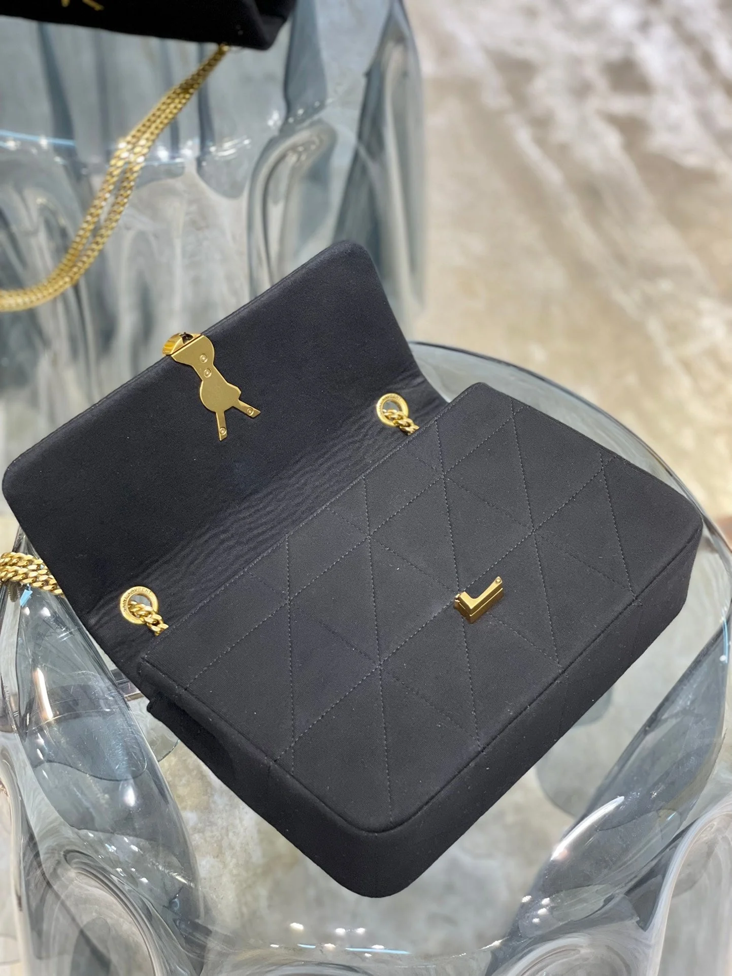 YSL Jamie Medium Chain Bag Black Carr�� Rive Gauche 24��15.5��6.5cm