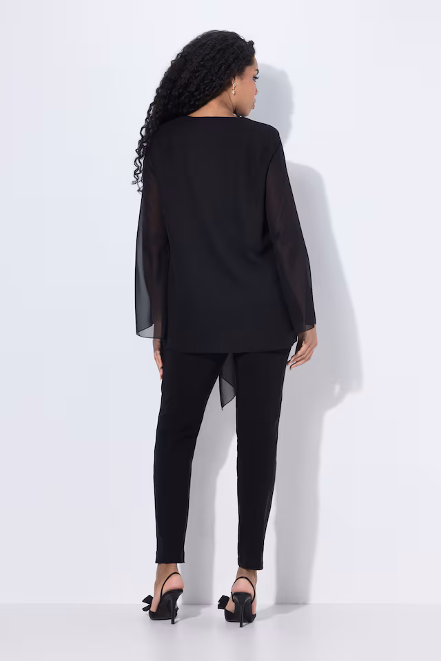 Layered Pointed Hem Chiffon Blouse