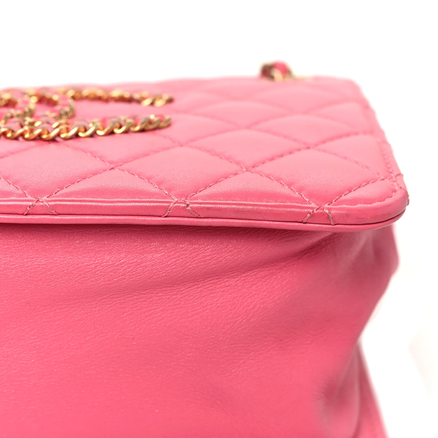 Calfskin Quilted Small CC Chain Accordion Tote Pink