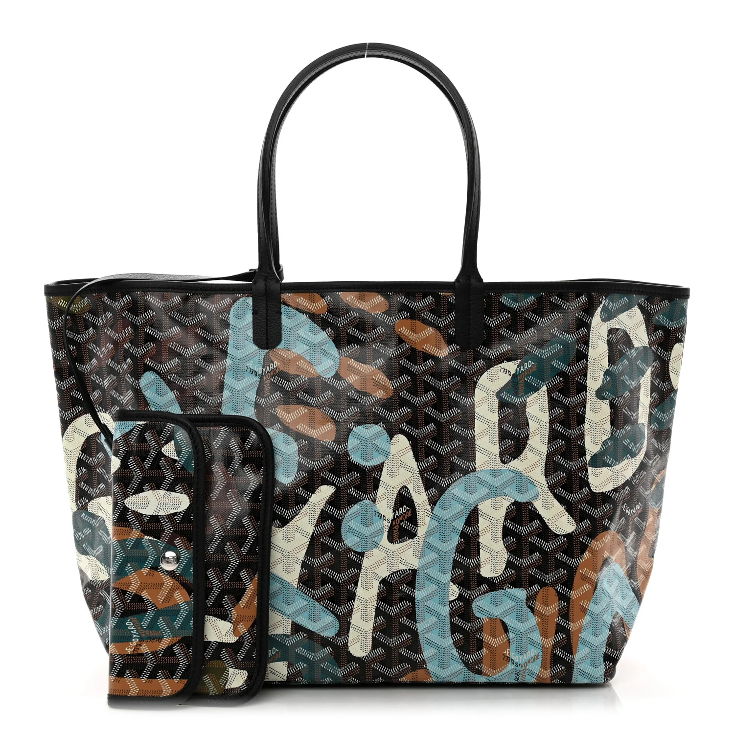 Goyardine Saint Louis Lettres Camouflage PM Black Blue
