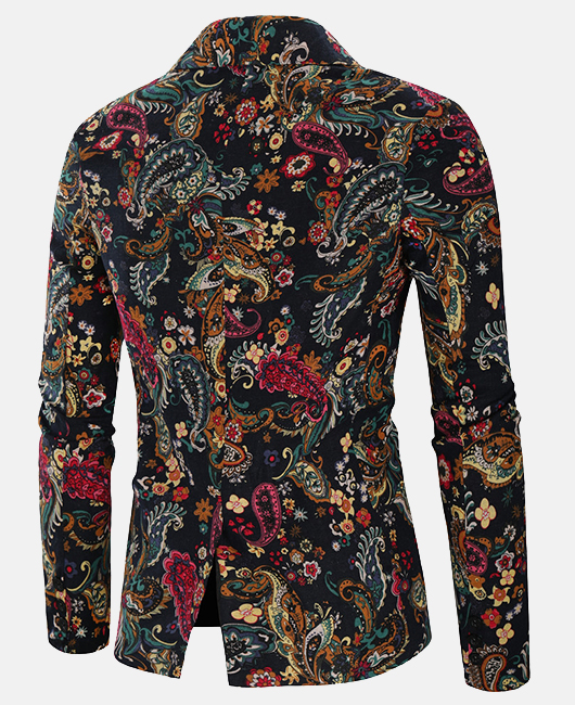 Blazer décontracté à col revers, imprimé noix de cajou, coupe slim, un bouton
