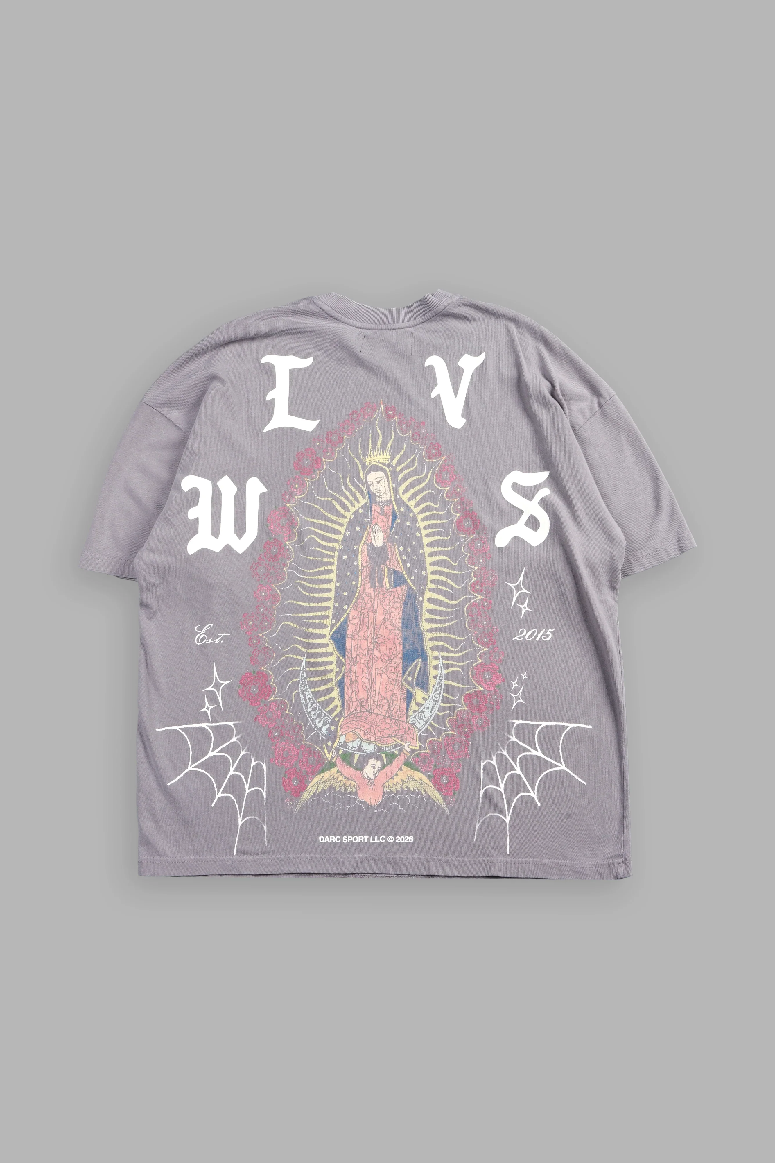 Dama De Las Rosas Premium Oversized Tee In Pale Gray