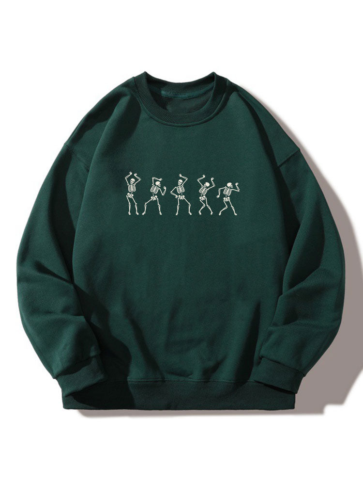 Sweat-shirt décontracté à col rond imprimé squelette dansant