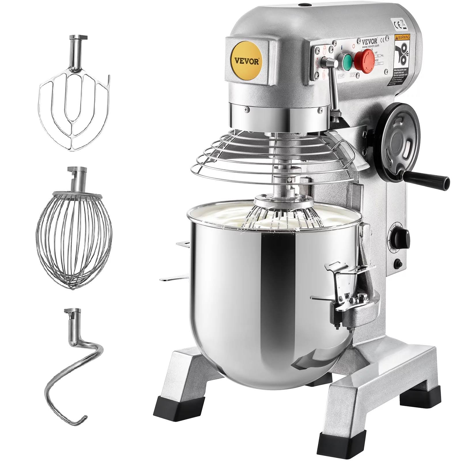 Vevorbrand Commercial Stand Mixer 15qt Stainless Steel Bowl 850W Heavy Duty Electric Food Mixer with 3 Speeds Adjustable 113/184/341 RPM Dough Hook