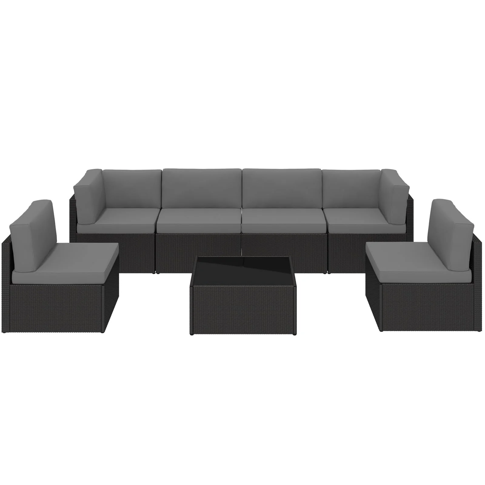 AECOJOY 7 Piece Outdoor Patio Furniture Set, Black & Dark Gray