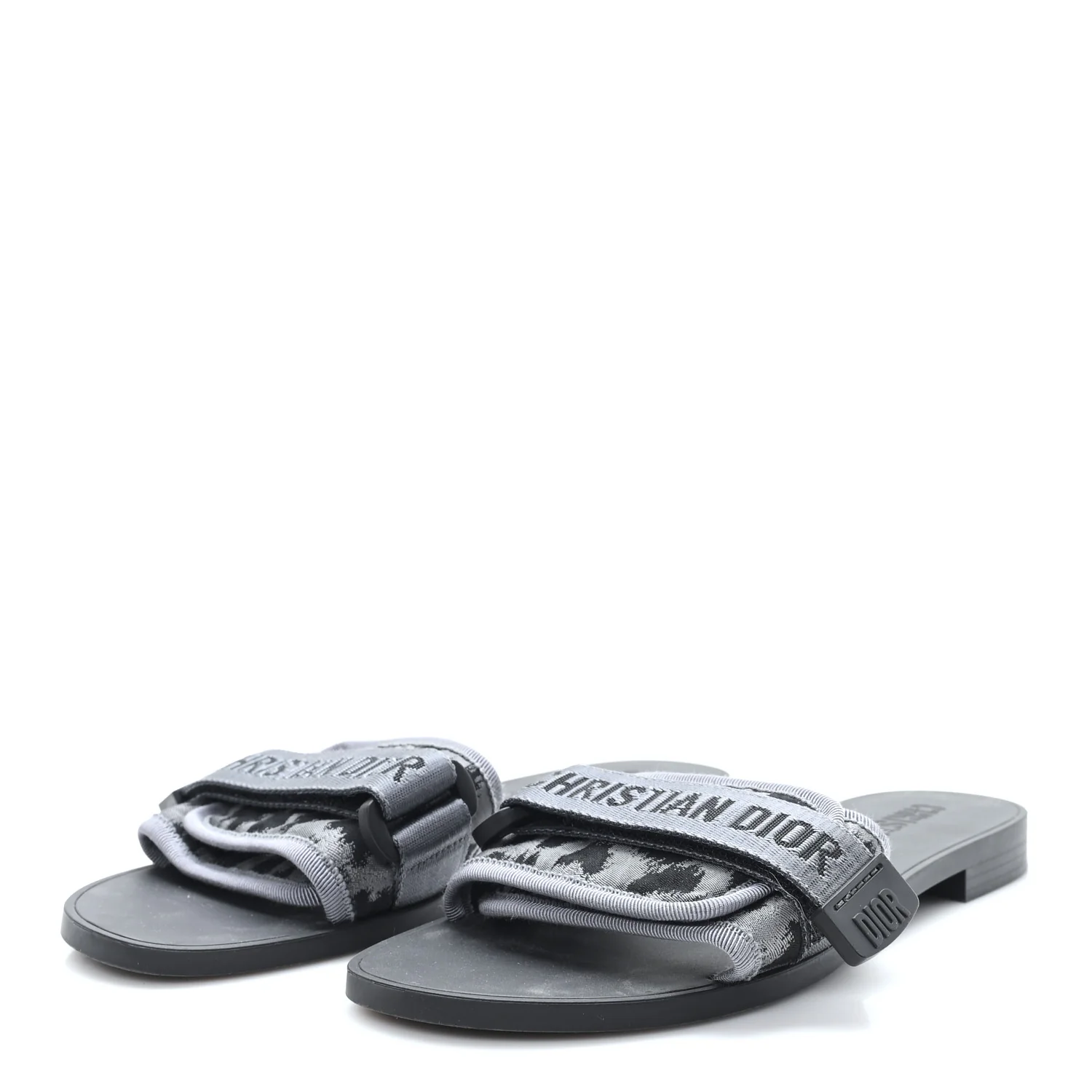 Technical Stretch Fabric Camouflage Dio(r)evolution Slide Sandals 37 Black Grey