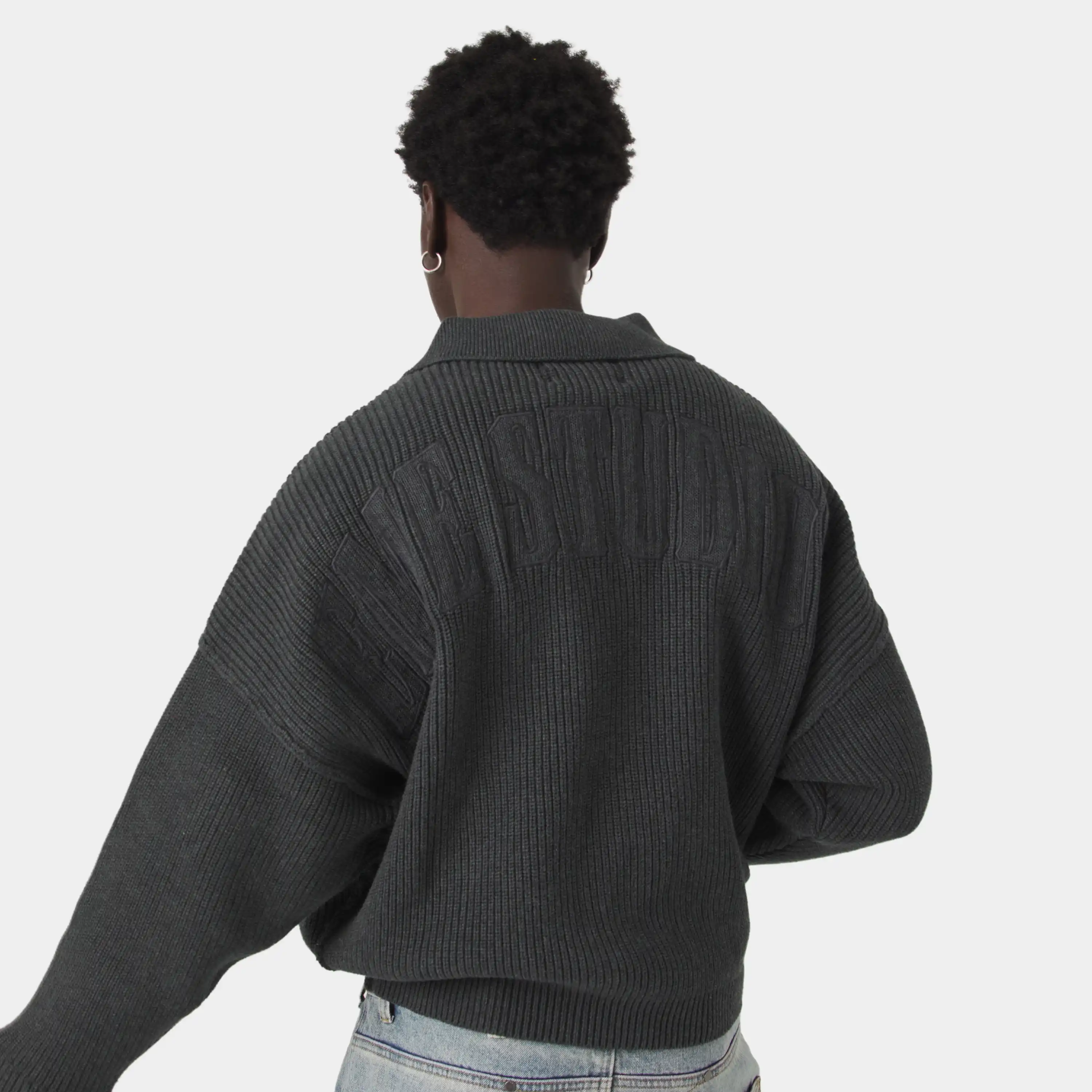 Collar Carbon Zipper Knit