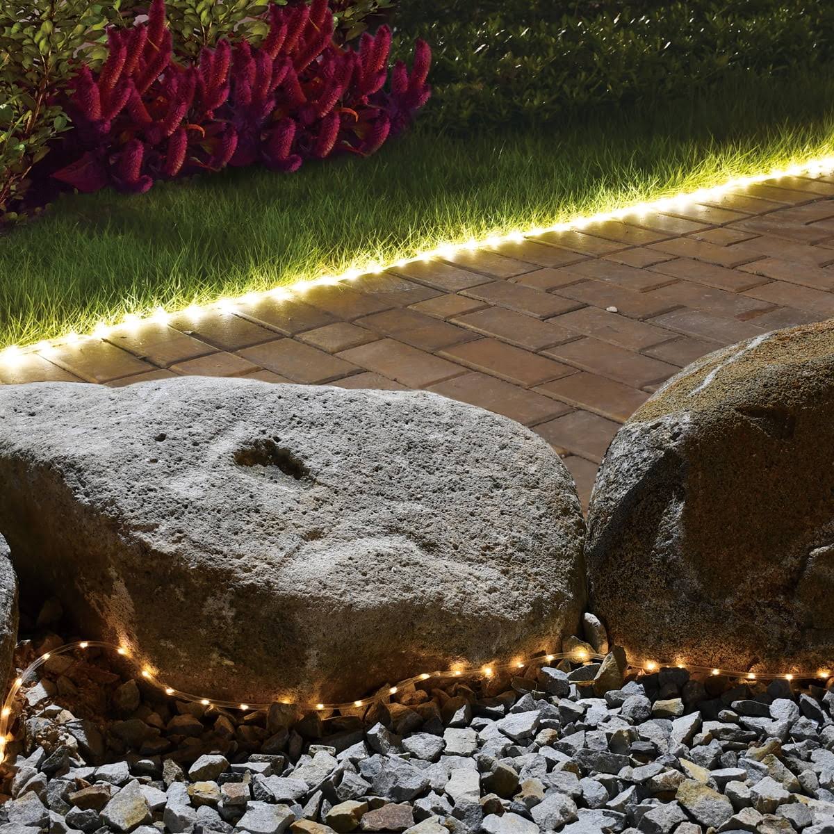 Mainstays 24 Foot Solar Powered PVC White Flexible Outdoor Rope Light, Size: 24'