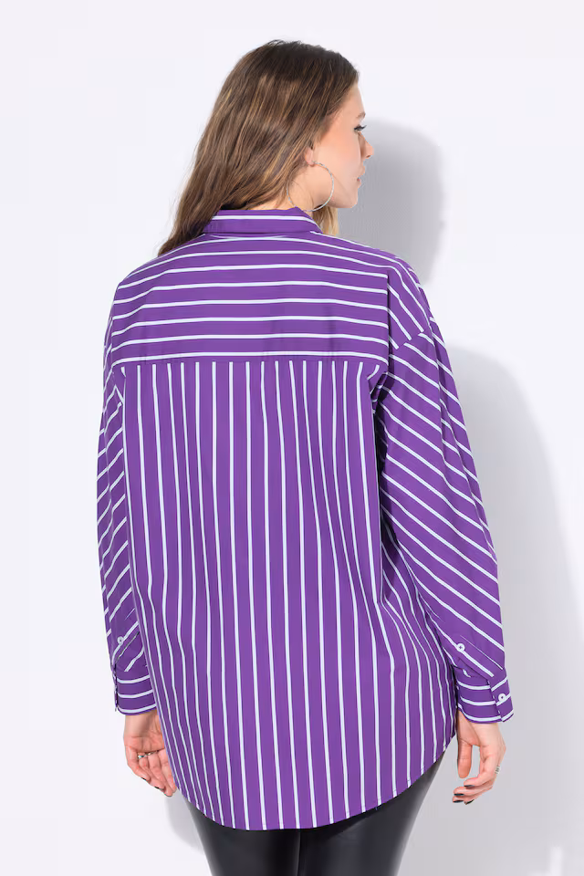Oversized Long Sleeve Pinstripe Tunic Blouse