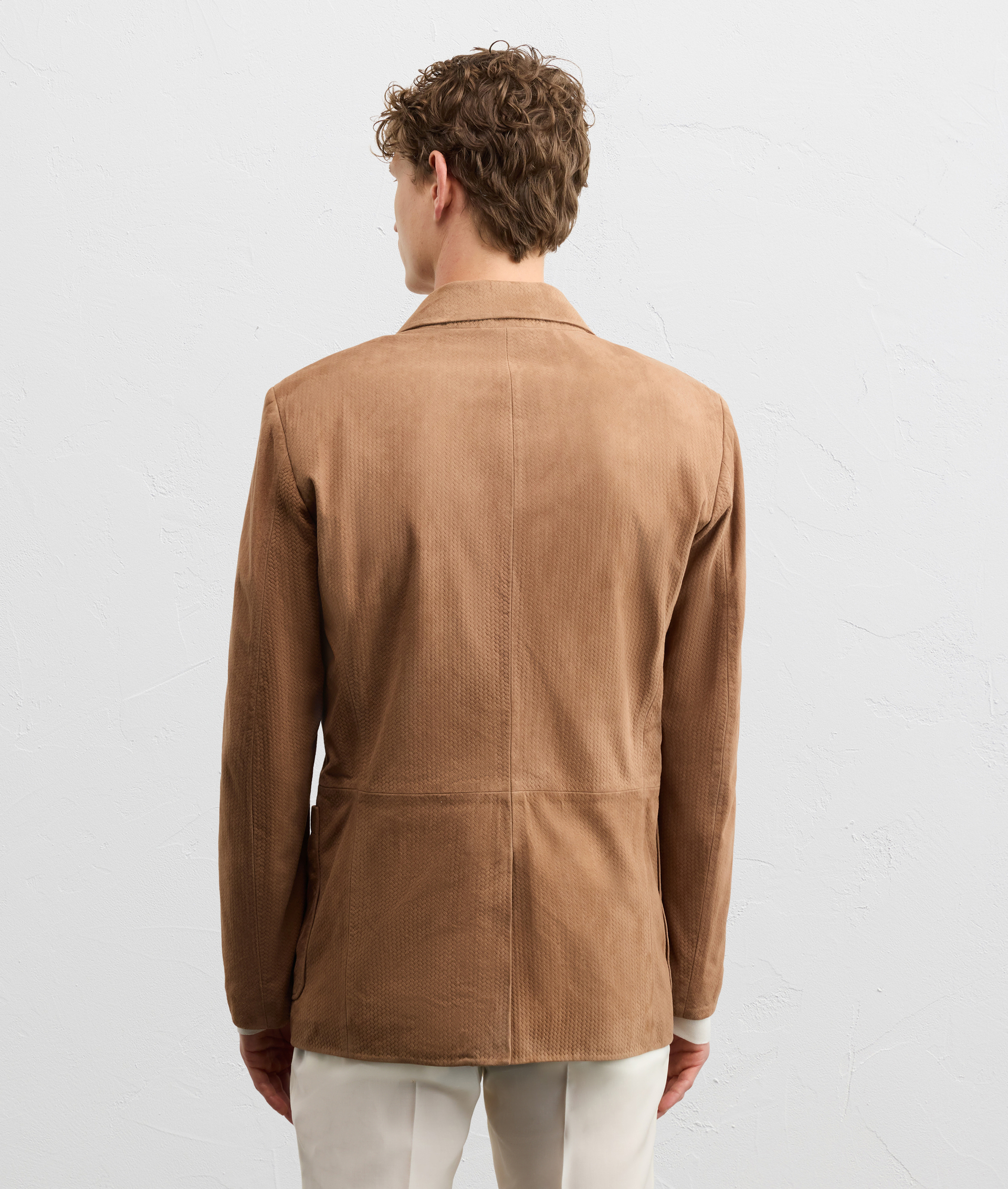 LIGHT BROWN WOVEN SUEDE JACKET