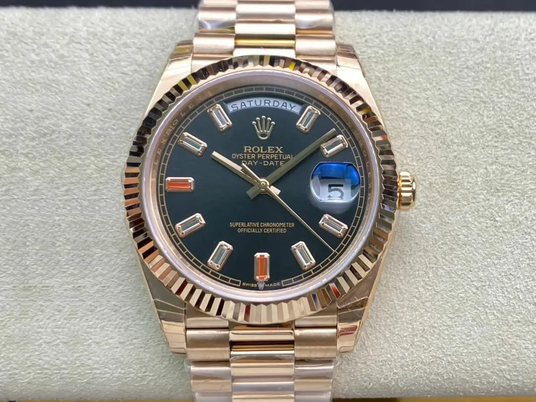 Rolex Day Date 40MM EW Factory Rose Gold Black Dial