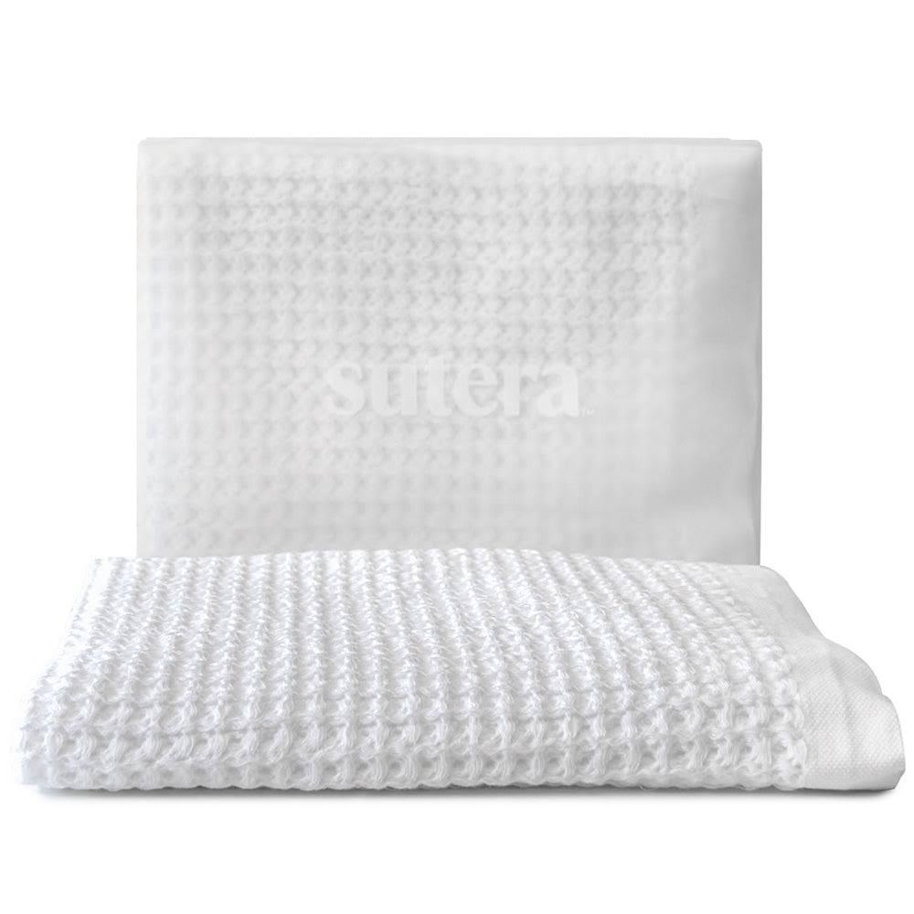 Sutera Silverthread Waffle Towel California-Grown Pima Cotton, Quick Drying, Ultra Soft, Lightweight and Absorbent Luxury Bath Towel (White)