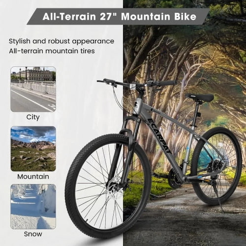 Raistyw 700C Hybrid Road Bike, 16 - Speed Outdoor Mountain Bike with Disc Brakes, Light Weight Aluminum Frame, Racing Bike for Men Women, L Size, Black
