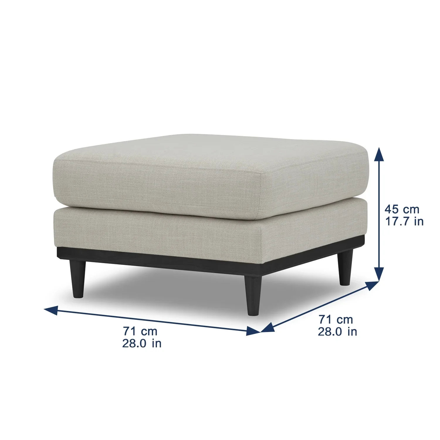 Better Homes & Gardens Springwood Square Wood Frame Ottoman, Charcoal Finish