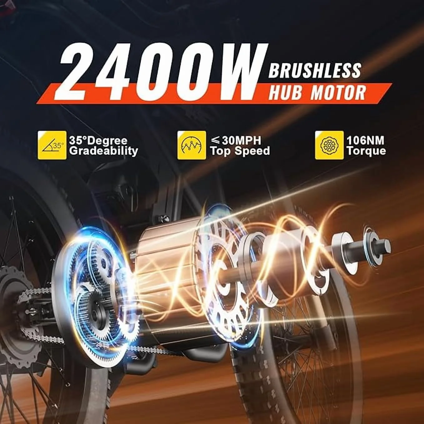 Riding'Times 2400W 48V Electric Dirt Bike for Adults Ridingtimes GT73, Brushless Hub Motor, 18.2ah*2 Electric BIKE with 25