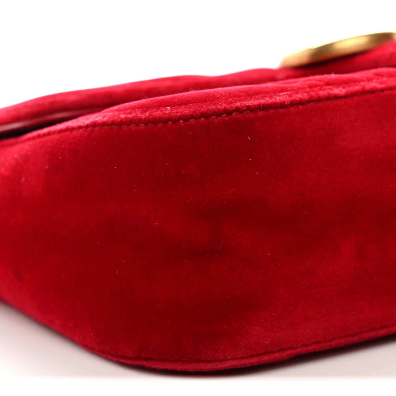 Velvet Matelasse Mini GG Marmont Shoulder Bag Hibiscus Red