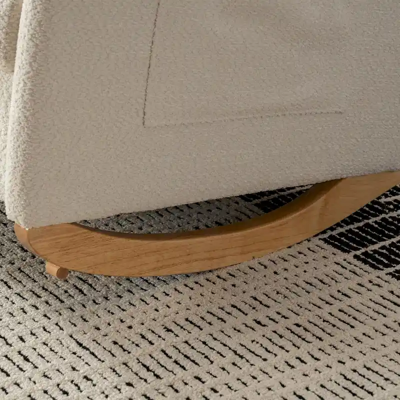 Upholstered Rocking Chair with High Back and Side Pocket