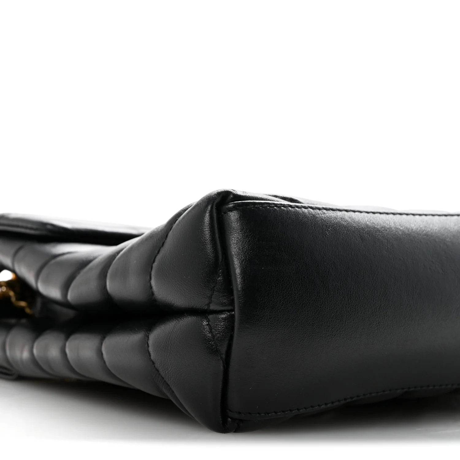 Calfskin Y Quilted Monogram Small Loulou Chain Satchel Black