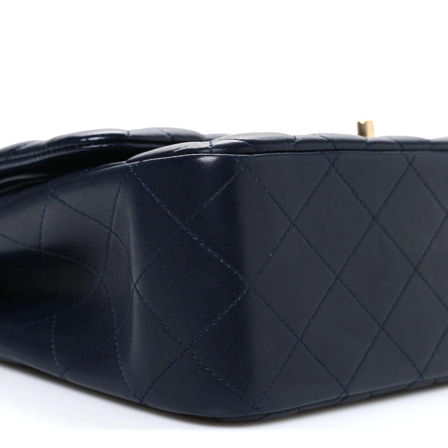 Lambskin Quilted Jumbo Double Flap Navy