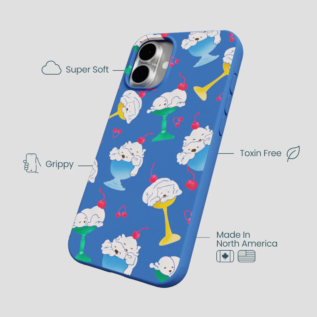 Electric Blue Vanilla Bear iPhone 16 Plus Case
