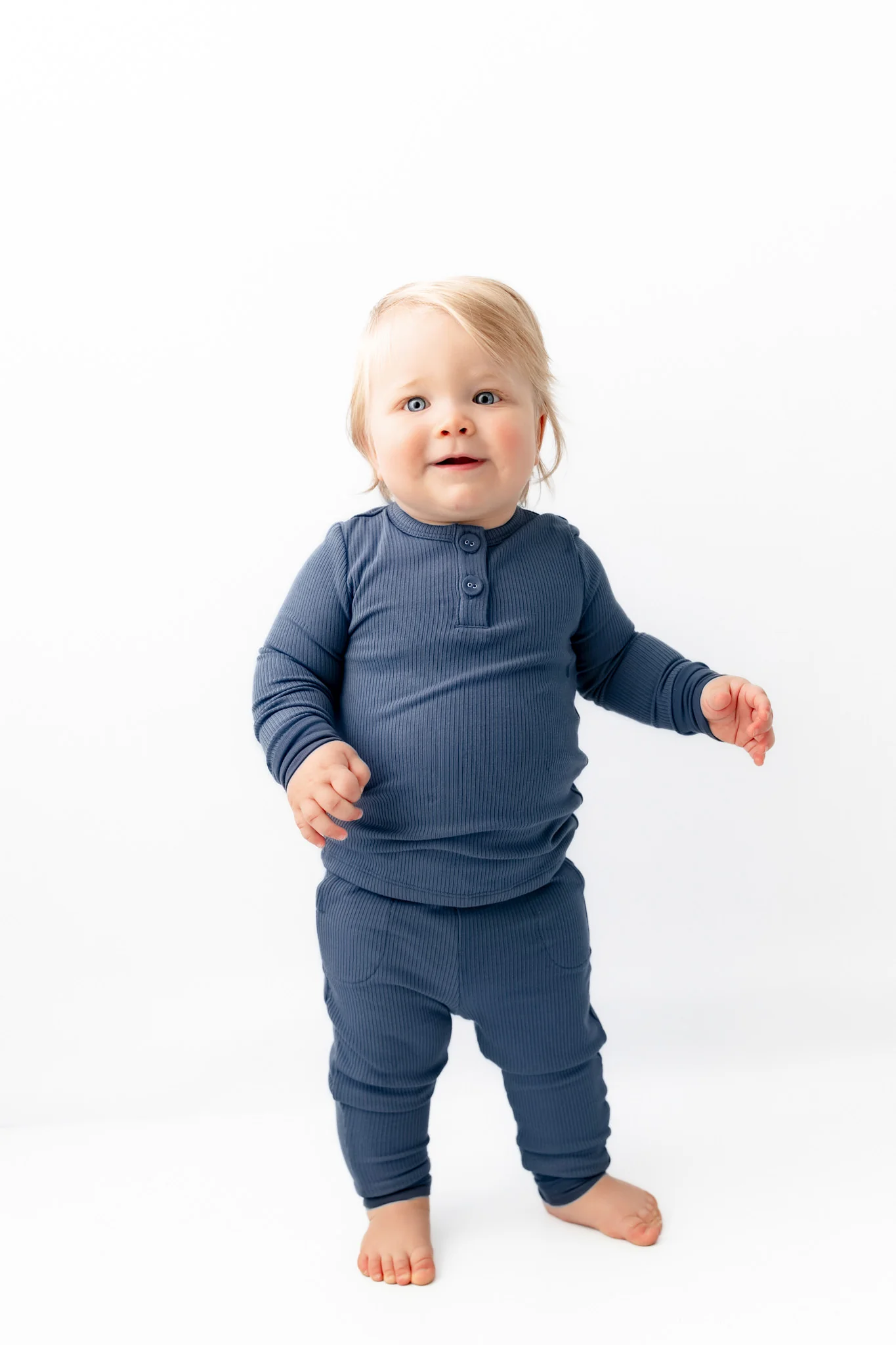 Ribbed Infant Henley Set in Oxford
