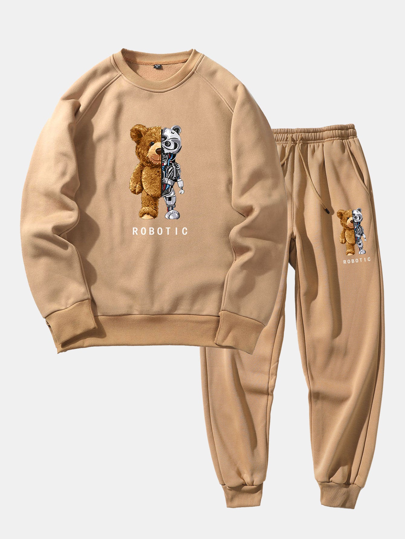 Sweat-shirt à manches raglan et pantalon de jogging imprimé ours robot
