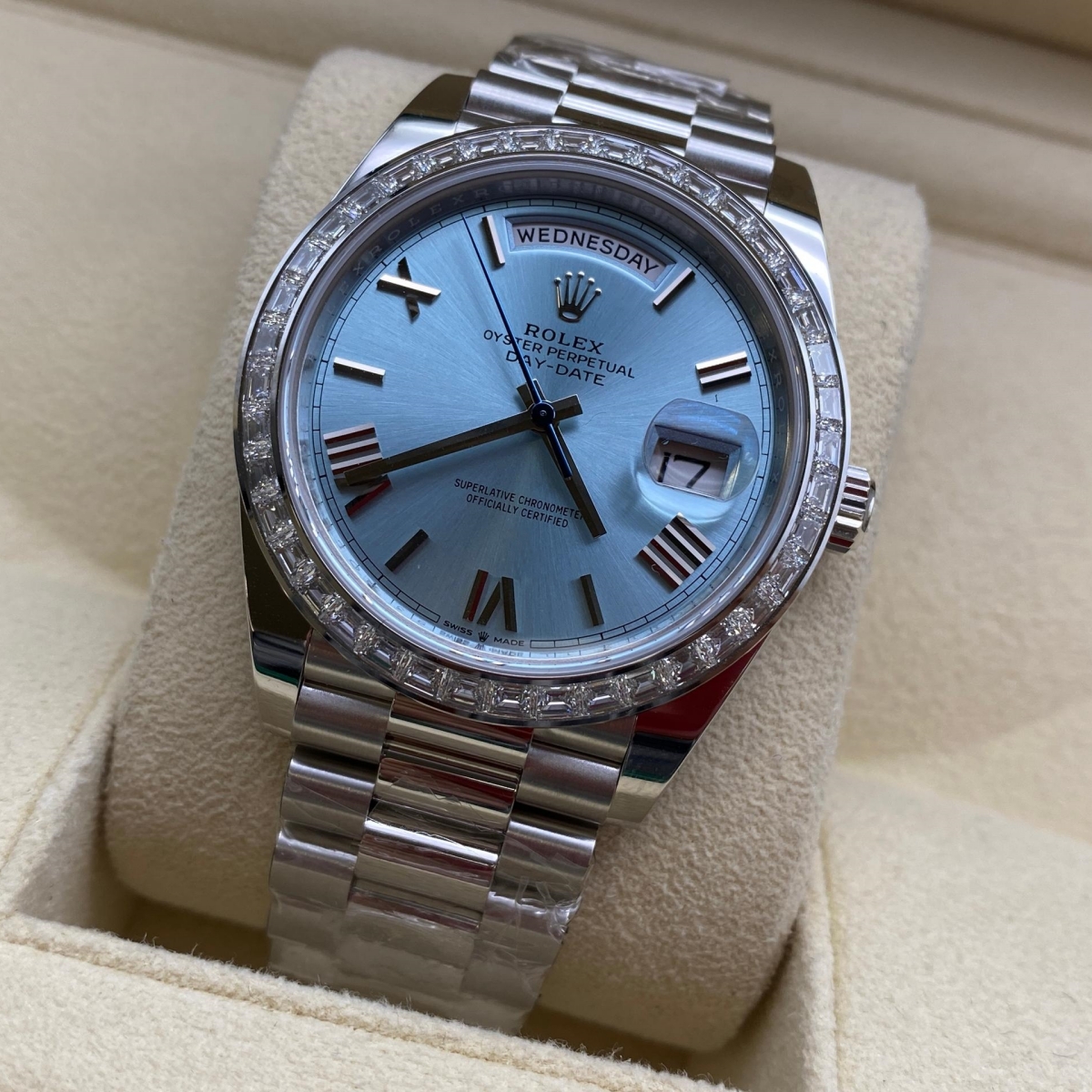 [Super Clone]RLX Day-Date 40mm 228396TBR-0030 Ice Blue Roman Dial