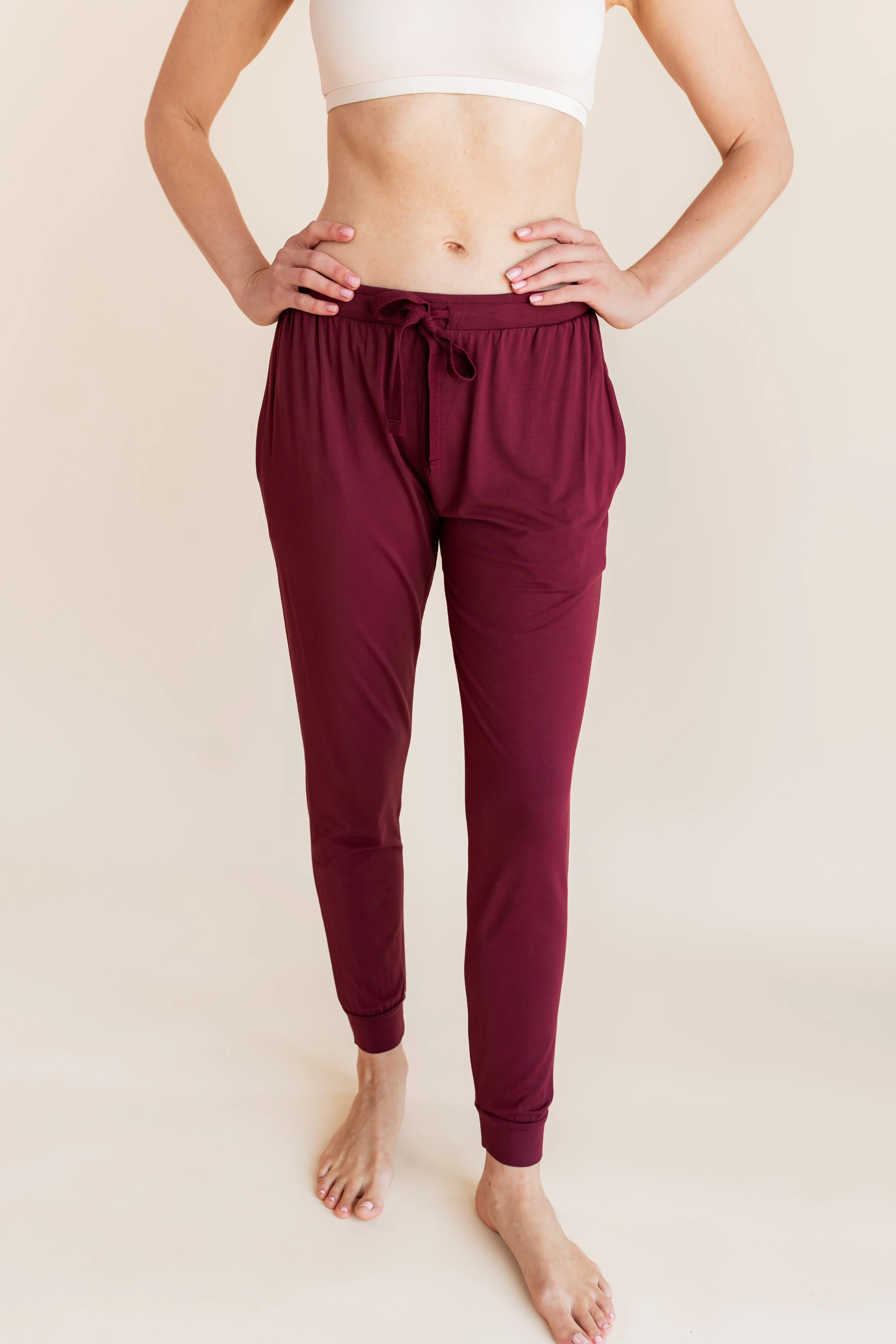 Women's Jogger Pants in Burgundy