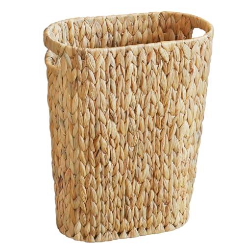 Wicker Trash Can,Small Bathroom Trash Can,Water Hyacinth Wicker Waste Basket For Bathroom,Boho Waste Basket For Bedroom,Home Office,Compact