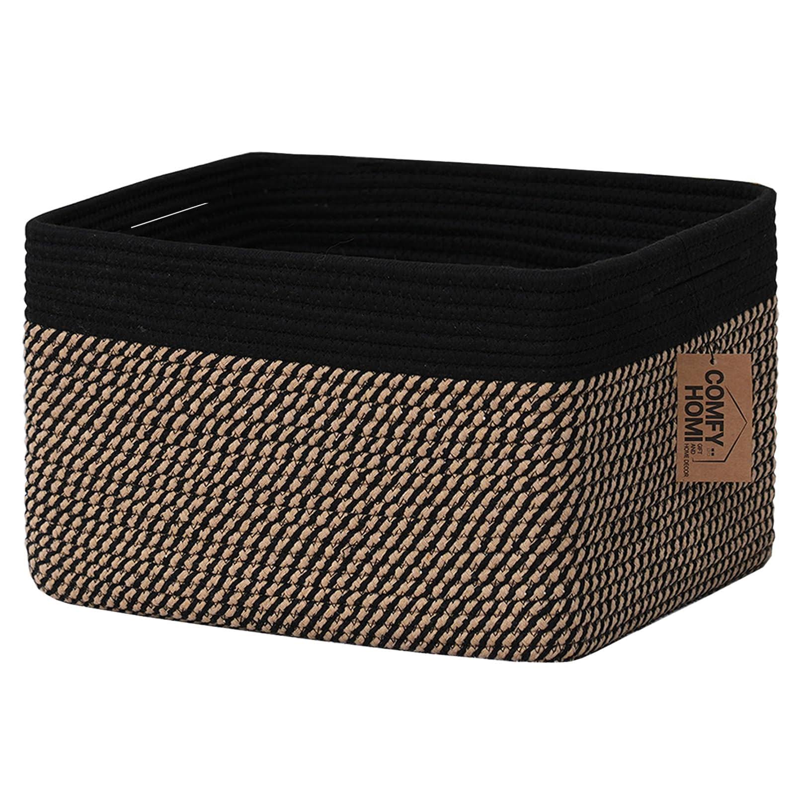 comfy-homi Cotton Rope Square Basket with Handles for Shelves|Dog Toy Basket Bin and Storage|Baby Basket for Gift|Shoe Basket Fo