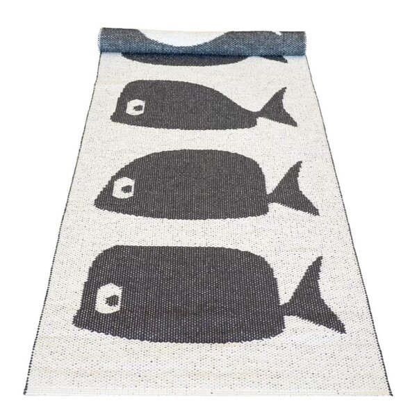 Gangteppe Whale 250x70 cm svart/hvit