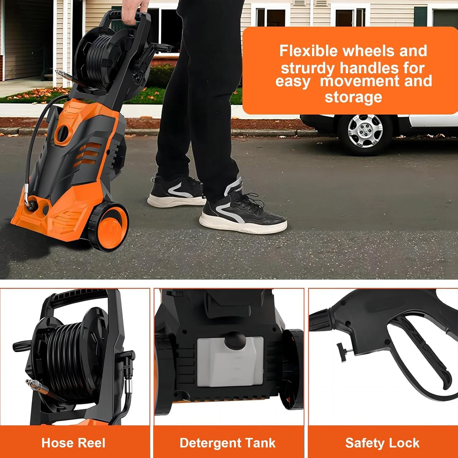 3000 PSI Electric Pressure Washer for Household, Great for Cars, Patios, Siding, Driveways - Image 10