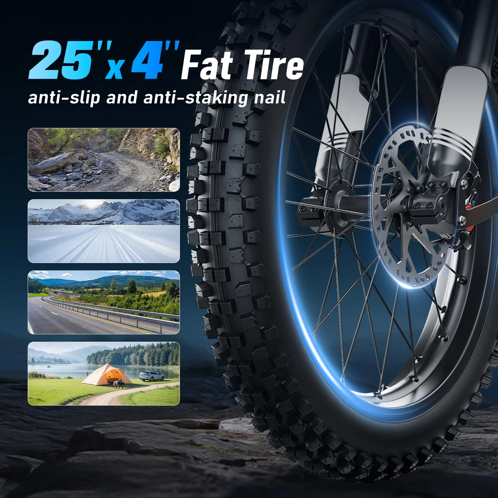 Electric Bike for Adults, Peak-3000W, Max 40MPH and 80Miles Electric Motorcycle,25" Fat Tire Dirt Bike, APEX1 7-Speed E-Bike,White(White) - Image 7