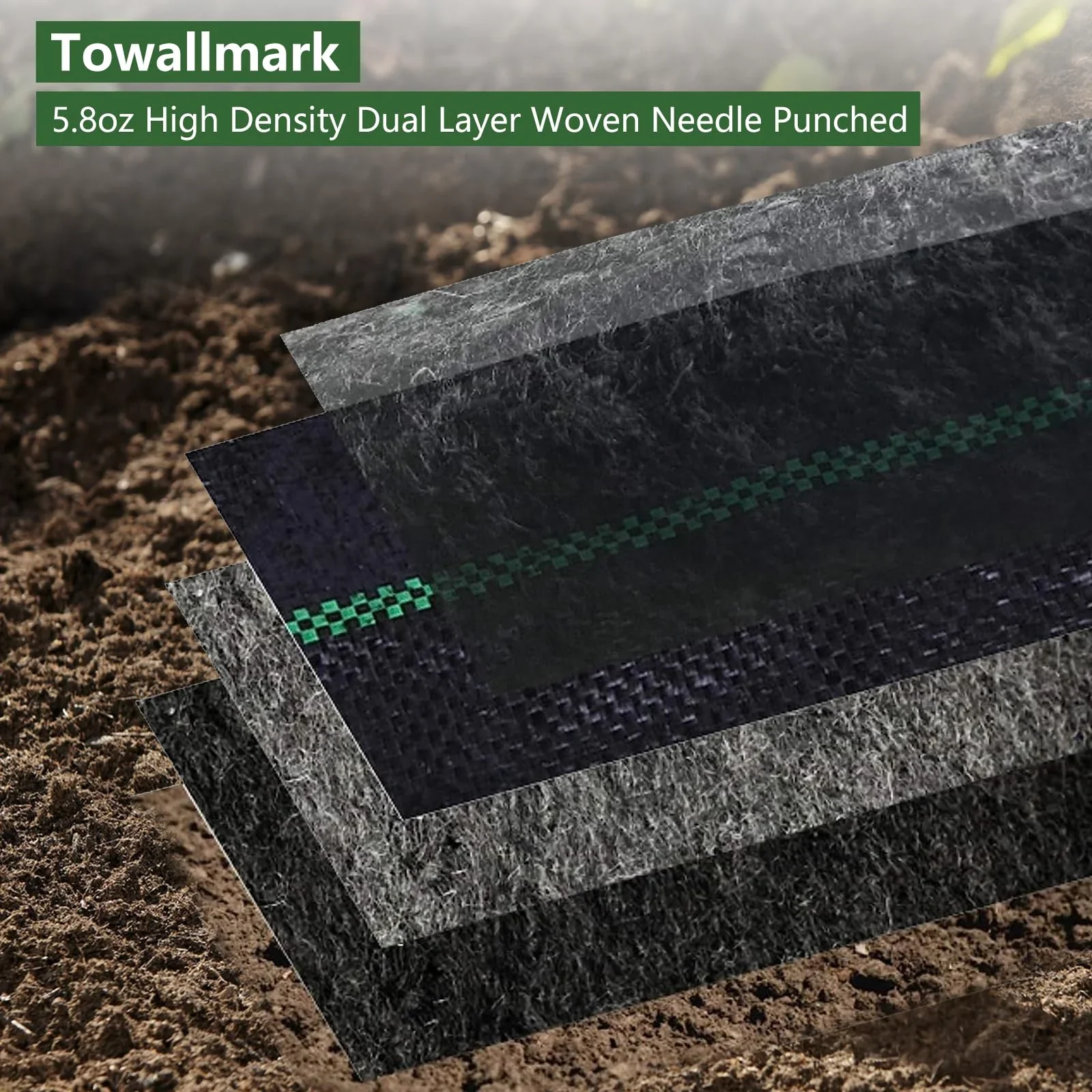 5.8oz Woven Weed Barrier Fabric - Double Layer Heavy Duty Ground Cover, 3ft x 300ft Commercial Grade Roll | UV-Resistant Landscape Fabric for Gardening Beds, Yard, Farm & Agricultural Matting