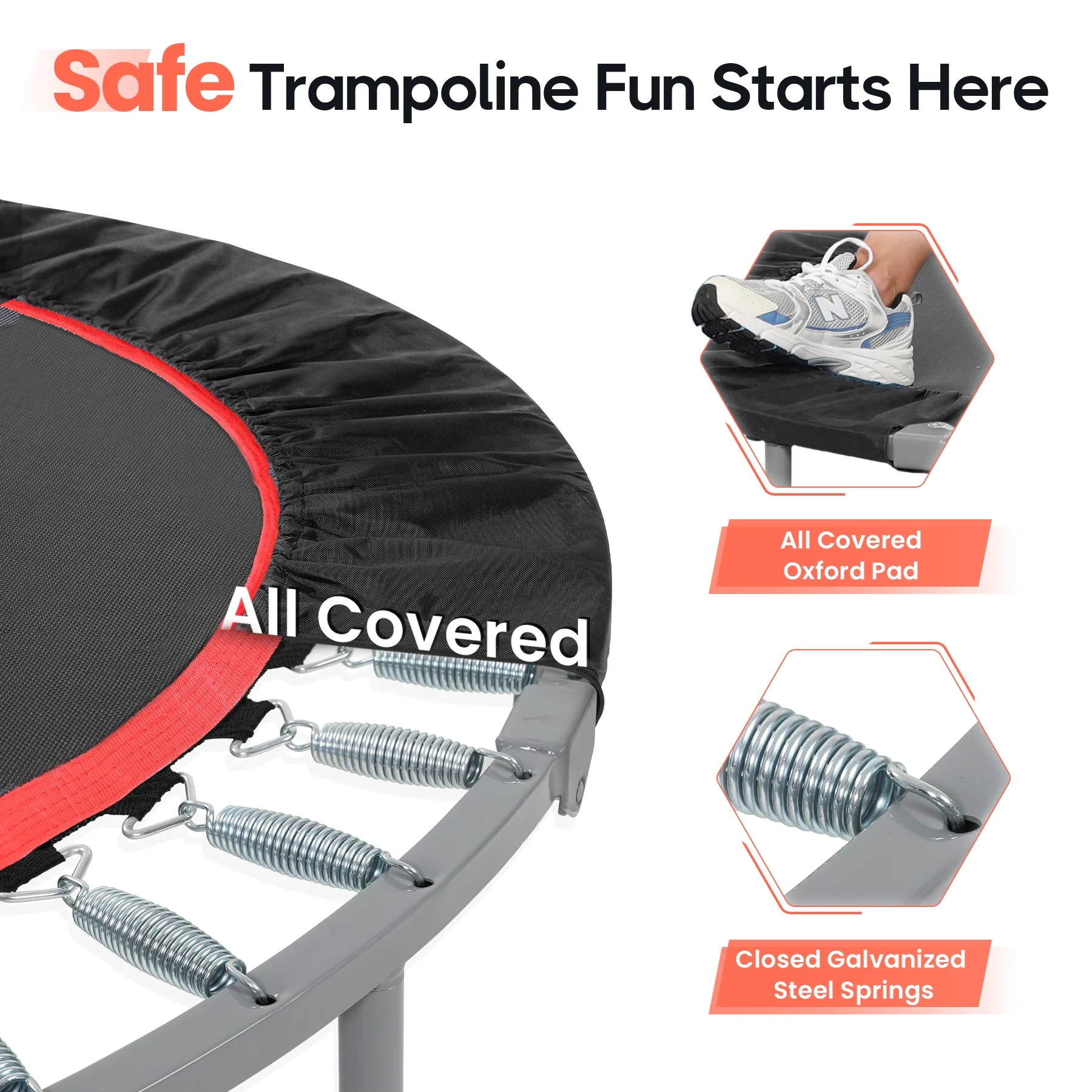 40" Foldable Trampoline, Fitness Rebounder with Adjustable Foam Handle, Exercise Trampoline for Adults/kids Indoor/Garden Workout Max Load 330lbs(40") Image 6