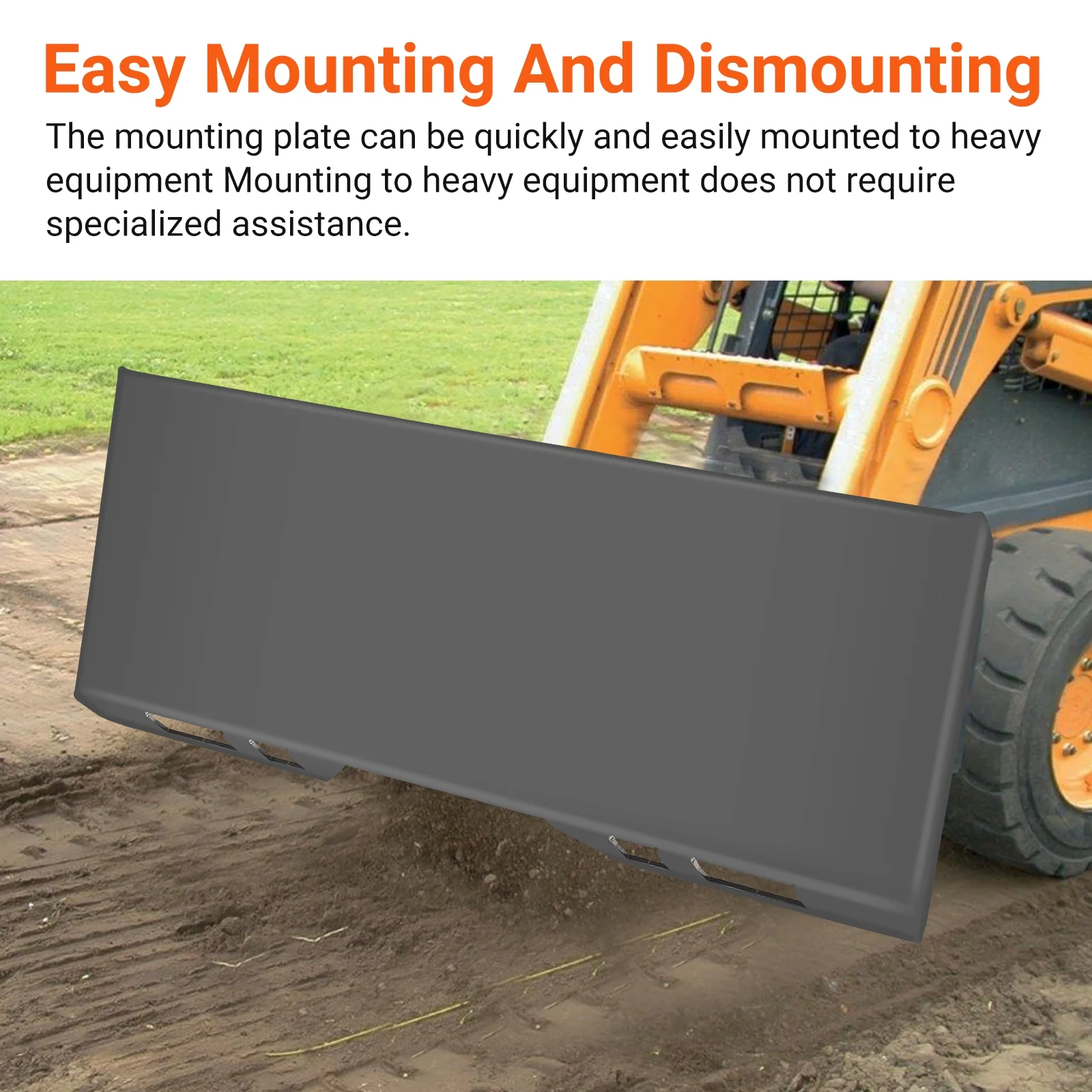 1/4" Universal Quick Attach Plate, Skid Steer Plate-G50 Structural Steel, Anti-Rust Surface, Skid Steer Attachment Plate for Kubota, Bobcat Skid Steers and Tractors to Shovel Snow, Dispose of Debris - Image 6