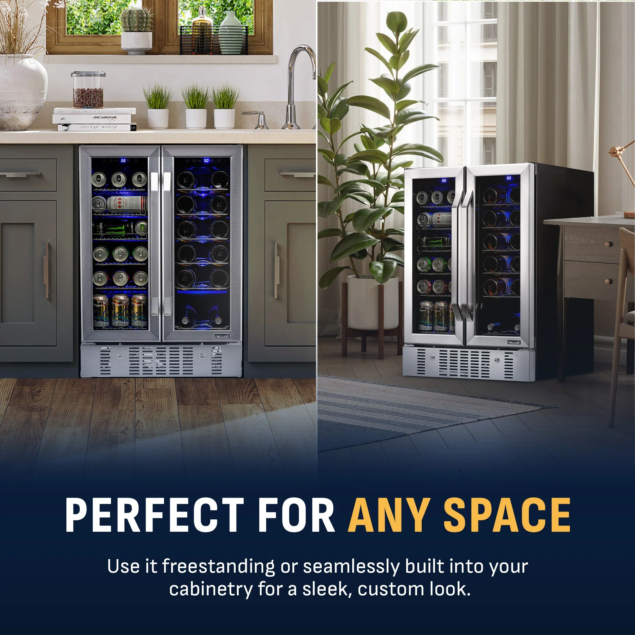 Newair 24” Dual Zone Wine and Beverage Fridge in Stainless Steel